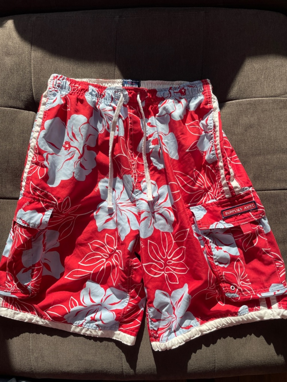 Boardie Red Floral Swim Shorts